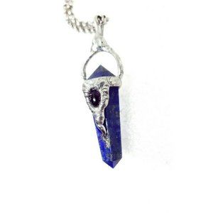 Lapis lazuli and garnet crystal necklace handmade